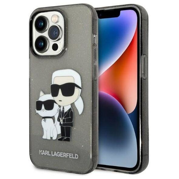 Original Case IPHONE 14 PRO Karl Lagerfeld Hardcase IML GLIT NFT Karl&Choupette (KLHCP14LHNKCTGK) black 3666339087227