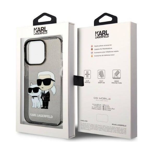 Original Case IPHONE 14 PRO Karl Lagerfeld Hardcase IML GLIT NFT Karl&Choupette (KLHCP14LHNKCTGK) black 3666339087227