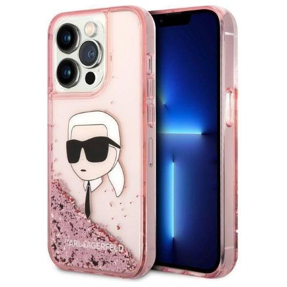 Original Case IPHONE 14 PRO Karl Lagerfeld Hardcase Glitter NFT Karl Head (KLHCP14LLNKHCP) pink 3666339086909