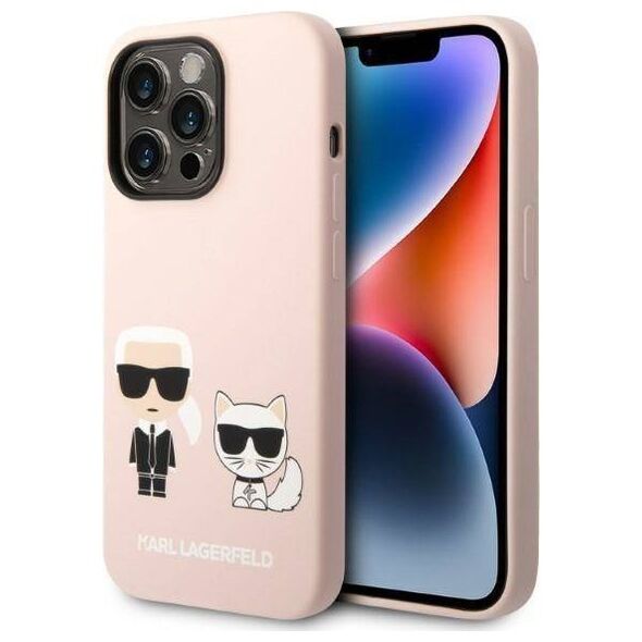 Original Case IPHONE 14 PRO MAX Karl Lagerfeld Hardcase Silicone Karl & Choupette Magsafe (KLHMP14XSSKCI) light pink 3666339078140