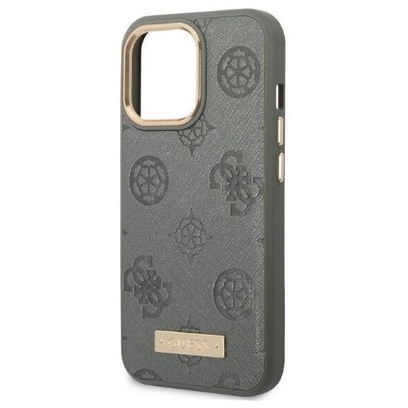 Original Case IPHONE 13 PRO Guess Hardcase Peony Logo Plate MagSafe (GUHMP13LSAPSTG) gray 3666339056797