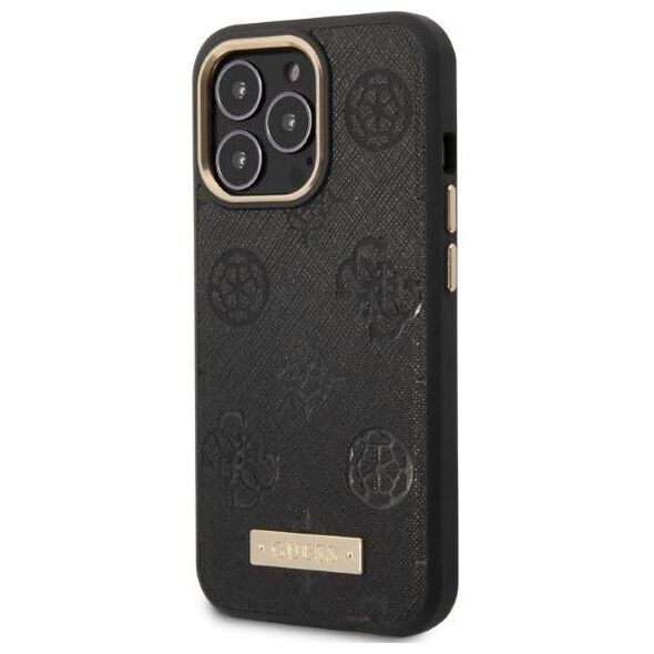 Original Case IPHONE 13 PRO Guess Hardcase Peony Logo Plate MagSafe (GUHMP13LSAPSTK) black 3666339056674