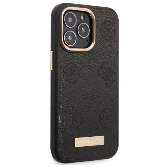 Original Case IPHONE 13 PRO Guess Hardcase Peony Logo Plate MagSafe (GUHMP13LSAPSTK) black 3666339056674
