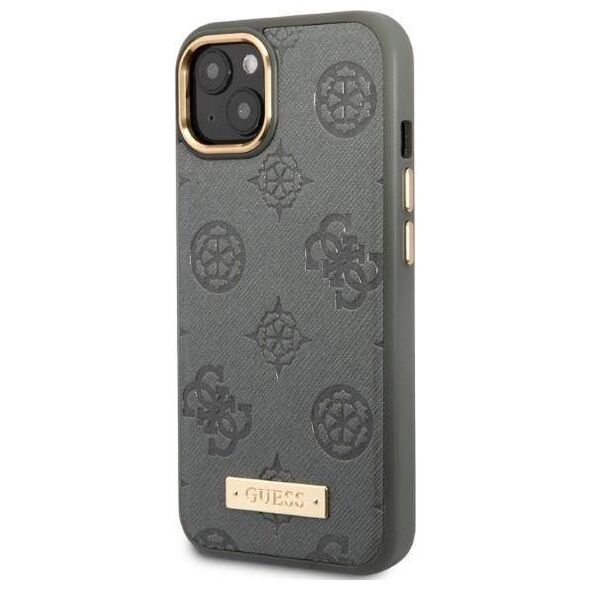 Original Case IPHONE 13 Guess Hardcase Peony Logo Plate MagSafe (GUHMP13MSAPSTG) gray 3666339056780