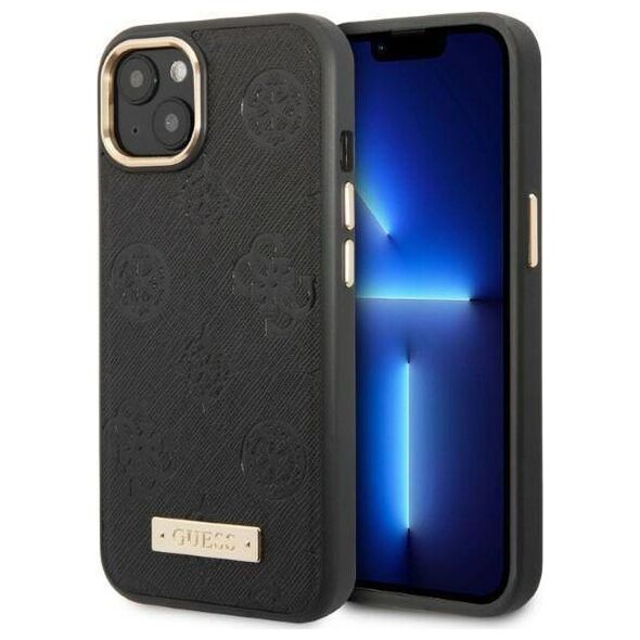 Original Case IPHONE 13 Guess Hardcase Peony Logo Plate MagSafe (GUHMP13MSAPSTK) black 3666339056667