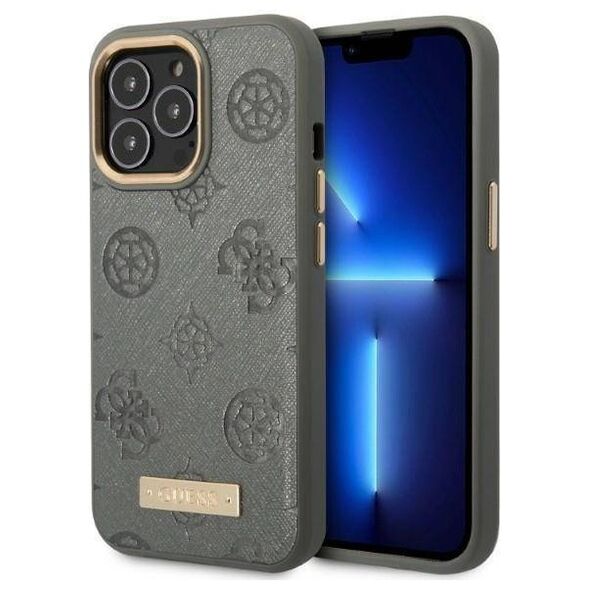 Original Case IPHONE 13 PRO MAX Guess Hardcase Peony Logo Plate MagSafe (GUHMP13XSAPSTG) gray 3666339056803