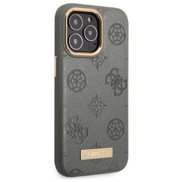 Original Case IPHONE 13 PRO MAX Guess Hardcase Peony Logo Plate MagSafe (GUHMP13XSAPSTG) gray 3666339056803