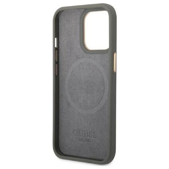 Original Case IPHONE 13 PRO MAX Guess Hardcase Peony Logo Plate MagSafe (GUHMP13XSAPSTG) gray 3666339056803