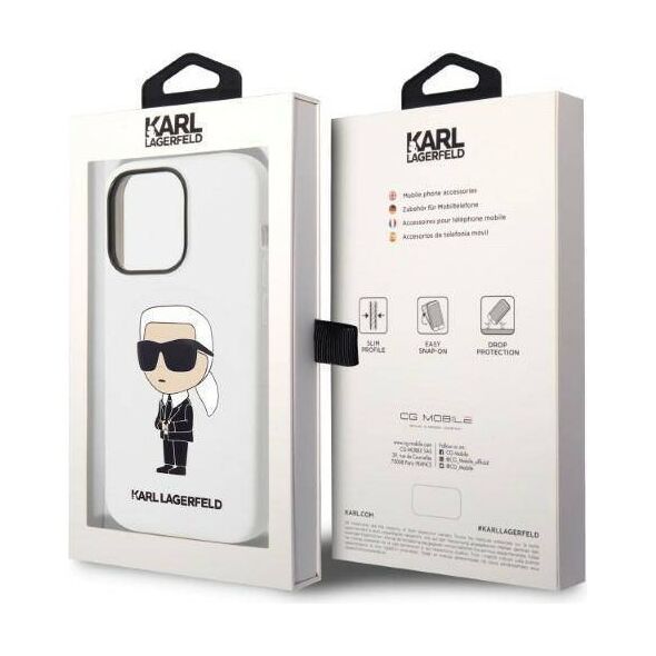 Original Case IPHONE 14 PRO MAX Karl Lagerfeld Hardcase Silicone Ikonik (KLHCP14XSNIKBCH) white 3666339086633