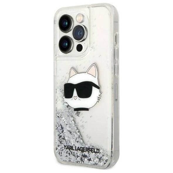 Original Case IPHONE 14 PRO Karl Lagerfeld Hardcase Glitter Choupette Head (KLHCP14LLNCHCS) silver 3666339086947