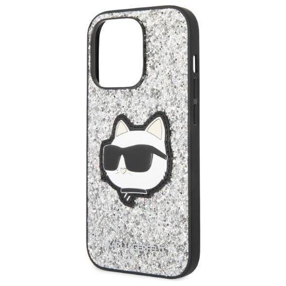 Original Case IPHONE 14 PRO MAX Karl Lagerfeld Hardcase Glitter Choupette Patch (KLHCP14XG2CPS) silver 3666339099466