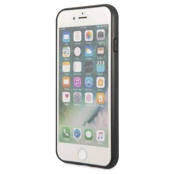 Original Case IPHONE SE 2022 / SE 2020 / 7 / 8 Guess Hardcase Saffiano Triangle Logo Cardslot black 3666339050177
