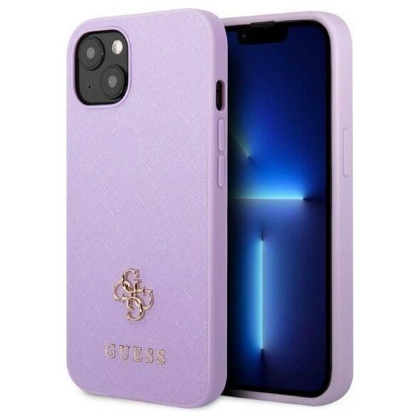 Original Case IPHONE 13 MINI Guess Hardcase Saffiano 4G Small Metal Logo purple 3666339048044