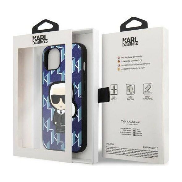 Original Case IPHONE 13 Karl Lagerfeld Hardcase Monogram Ikonik Patch blue 3666339049492