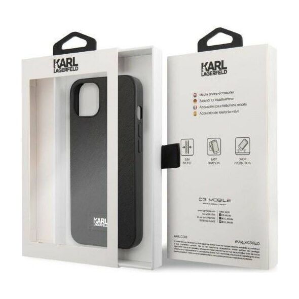 Original Case IPHONE 13 Karl Lagerfeld Hardcase Saffiano Plaque black 3666339048938