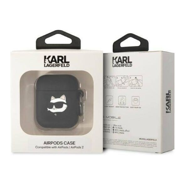 Case APPLE AIRPODS Karl Lagerfeld Silicone Choupette Head 3D black 3666339087890