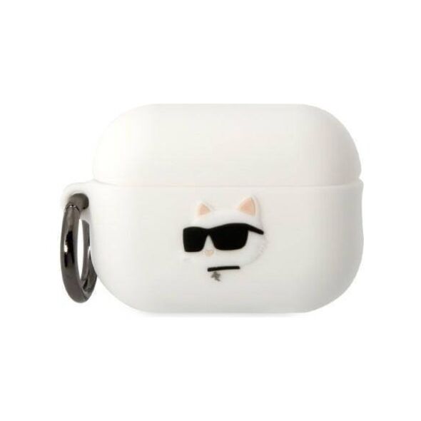 Case APPLE AIRPODS PRO 2 Karl Lagerfeld Silicone Choupette Head 3D white 3666339099275