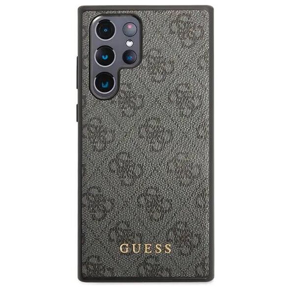 Original Case SAMSUNG GALAXY S23 ULTRA Guess Hard Case 4G Metal Gold Logo (GUHCS23LG4GFGR) gray 3666339116972