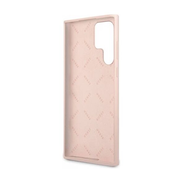 Original Case SAMSUNG GALAXY S23 ULTRA Guess Hardcase Silicone Script Metal Logo (GUHCS23LLSLMGPP) pink 3666339115043