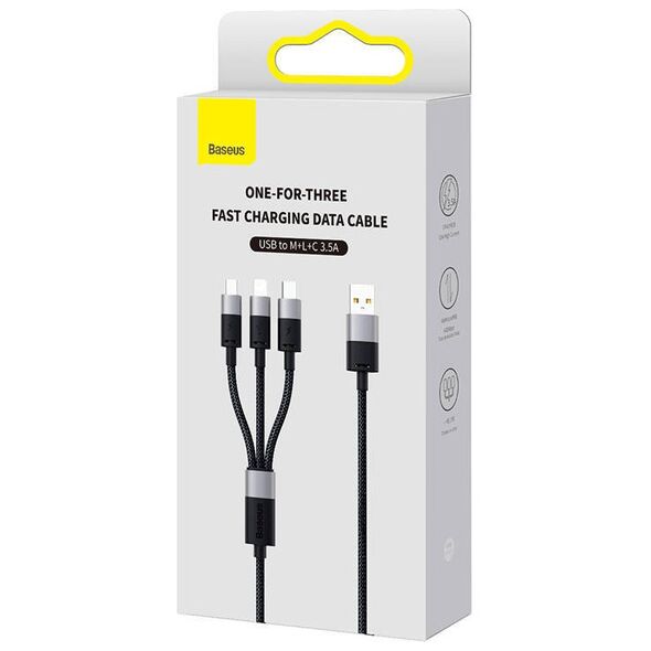 3in1 USB cable Baseus StarSpeed Series, USB-C + Micro + Lightning 3,5A, 1.2m (Black) 6932172622268