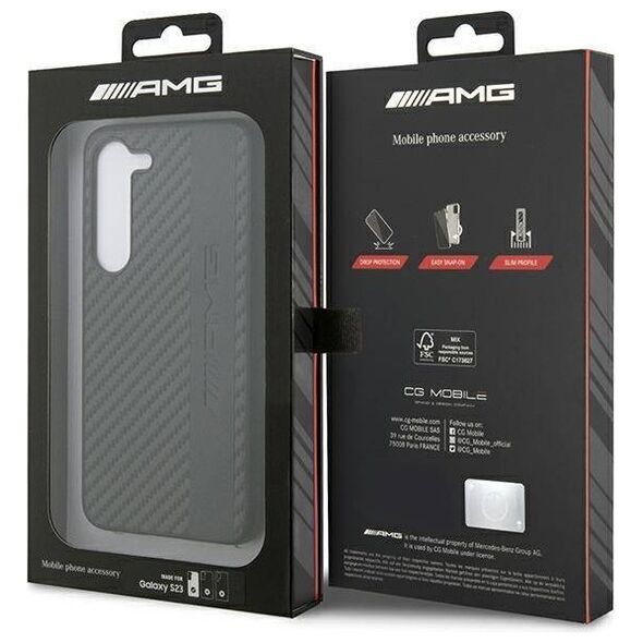 Case SAMSUNG GALAXY S23 Mercedes AMG Hardcase Carbon Stripe&Embossed (AMHCS23SBLSCA) black 3666339113094