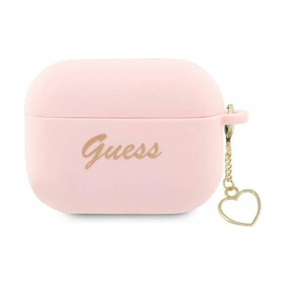 Original Case APPLE AIRPODS PRO 2 Guess Silicone Charm Heart Collection (GUAP2LSCHSP) pink 3666339111014