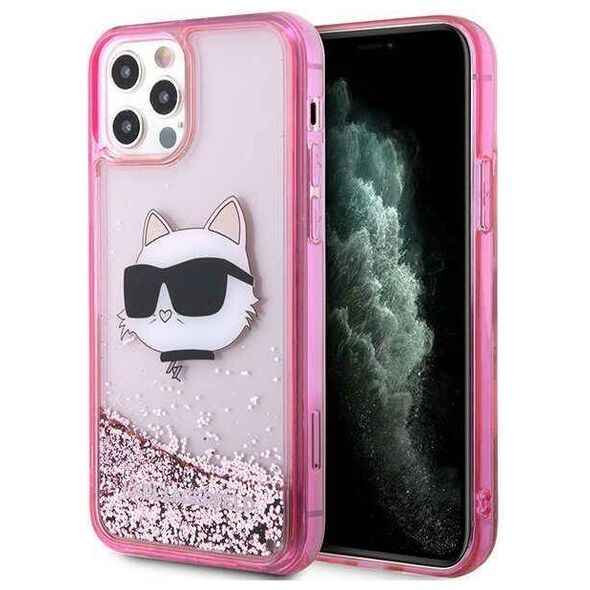 Original Case IPHONE 12 / 12 PRO Karl Lagerfeld Hardcase Glitter Choupette Head (KLHCP12MLNCHCP) pink 3666339119065