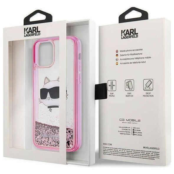 Original Case IPHONE 12 / 12 PRO Karl Lagerfeld Hardcase Glitter Choupette Head (KLHCP12MLNCHCP) pink 3666339119065