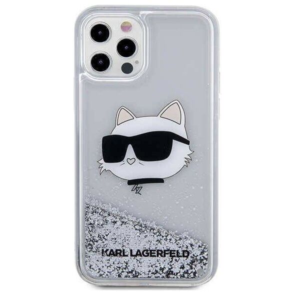 Original Case IPHONE 12 / 12 PRO Karl Lagerfeld Hardcase Glitter Choupette Head (KLHCP12MLNCHCS) silver 3666339119058