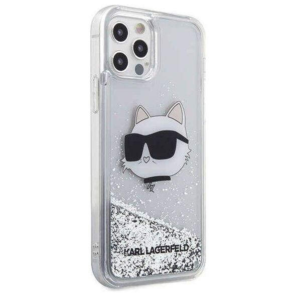 Original Case IPHONE 12 / 12 PRO Karl Lagerfeld Hardcase Glitter Choupette Head (KLHCP12MLNCHCS) silver 3666339119058