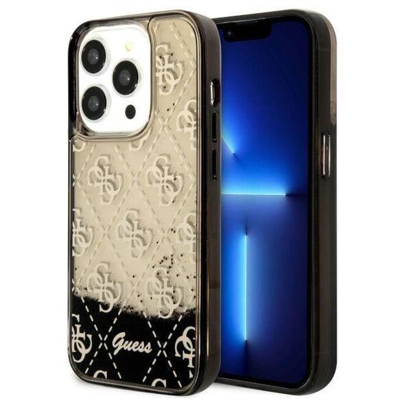 Original Case IPHONE 14 PRO Guess Hardcase Liquid Glitter 4G Transculent (GUHCP14LLC4PSGK) black 3666339116217