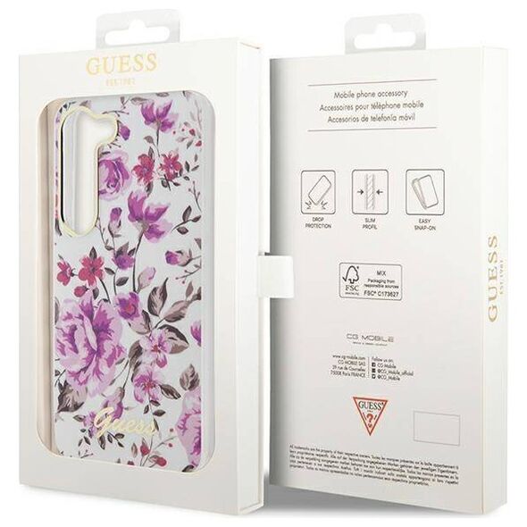 Original Case SAMSUNG GALAXY S23 Guess Flower Collection (GUHCS23SHCFWST) white 3666339117283