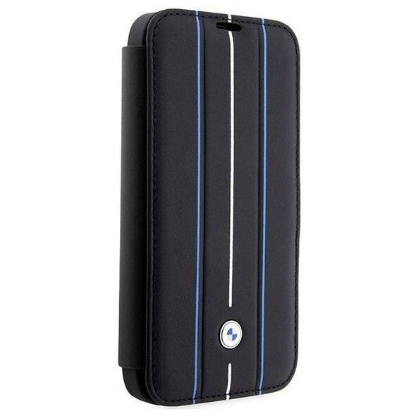 Original Case IPHONE 14 PRO BMW Bookcase Leather Stamp Blue Lines (BMBKP14L22RVSK) black 3666339097097