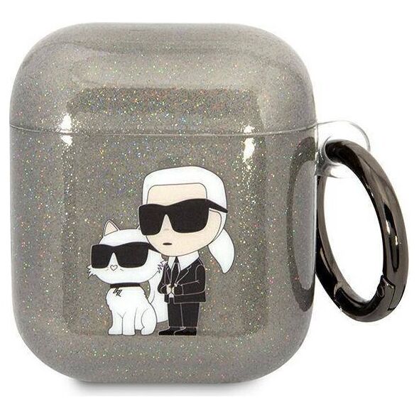 Original Case APPLE AIRPODS Karl Lagerfeld Gliter Karl&Choupette (KLA2HNKCTGK) black 3666339088132