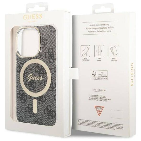 Original Case IPHONE 14 PRO Guess Hardcase 4G MagSafe (GUHMP14LH4STK) black 3666339118228