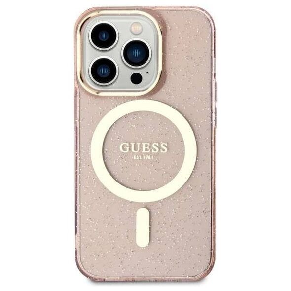 Original Case IPHONE 14 PRO Guess Hardcase Glitter Gold MagSafe (GUHMP14LHCMCGP) pink 3666339125882