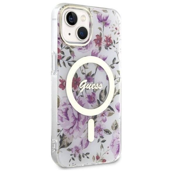 Original Case IPHONE 14 PLUS Guess Hardcase Flower MagSafe (GUHMP14MHCFWST) transparent 3666339115647
