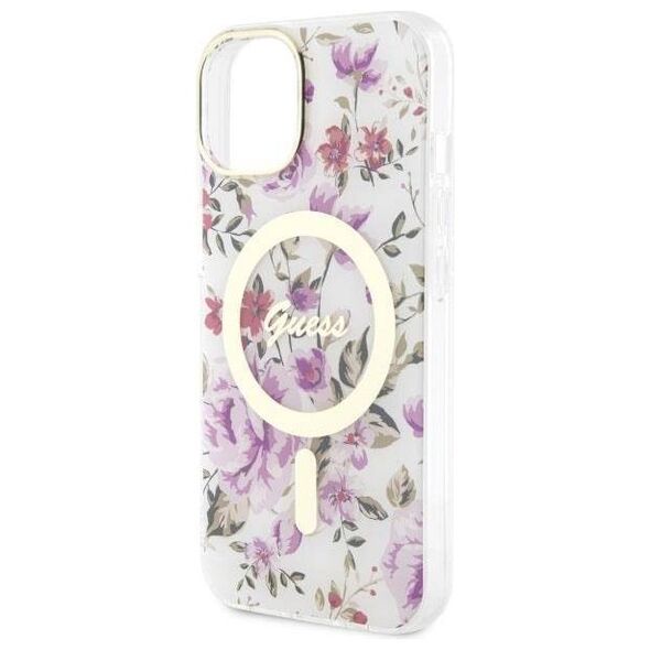 Original Case IPHONE 14 PLUS Guess Hardcase Flower MagSafe (GUHMP14MHCFWST) transparent 3666339115647