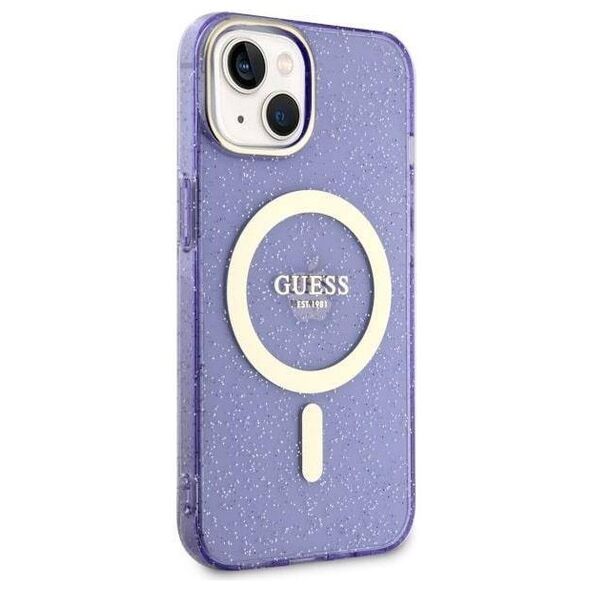 Original Case IPHONE 14 PLUS Guess Hardcase Glitter Gold MagSafe (GUHMP14MHCMCGU) purple 3666339125677