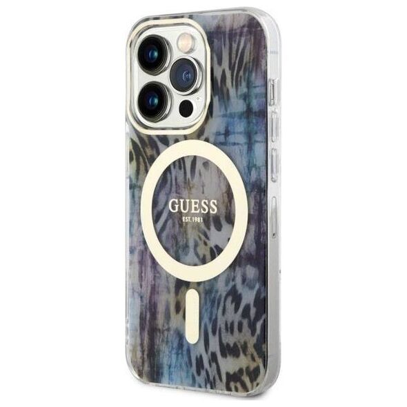 Original Case IPHONE 14 PRO MAX Guess Hardcase Leopard MagSafe (GUHMP14XHLEOPWB) blue 3666339115746