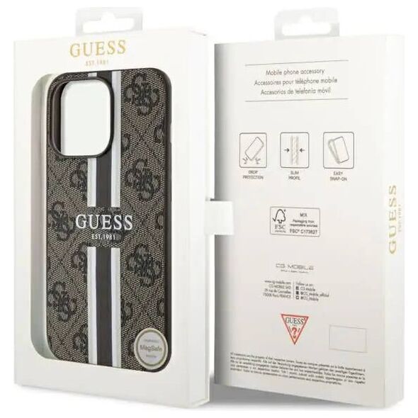 Original Case IPHONE 11 / XR Guess Hardcase 4G Printed Stripe MagSafe (GUHMN61P4RPSW) brown 3666339119713