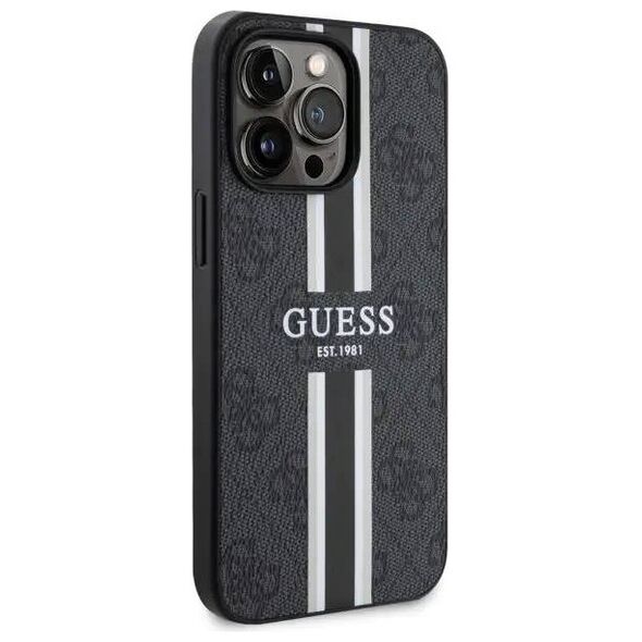 Original Case IPHONE 13 PRO Guess Hardcase 4G Printed Stripe MagSafe (GUHMP13LP4RPSK) black 3666339119652