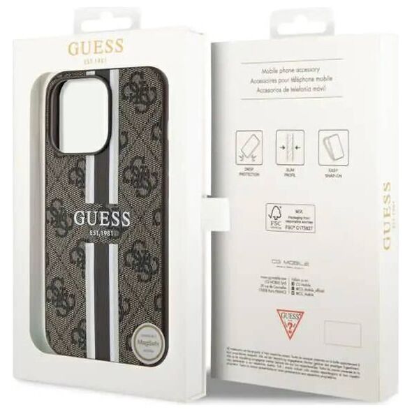 Original Case IPHONE 13 PRO MAX Guess Hardcase 4G Printed Stripe MagSafe (GUHMP13XP4RPSW) brown 3666339119768