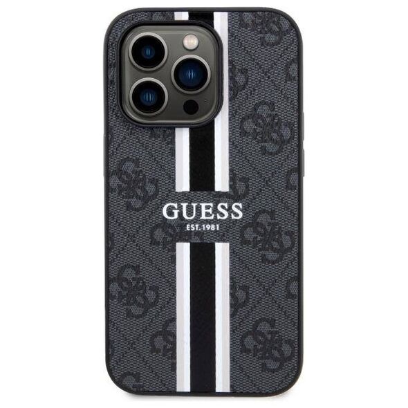 Original Case IPHONE 14 PRO Guess Hardcase 4G Printed Stripe MagSafe (GUHMP14LP4RPSK) black 3666339119690