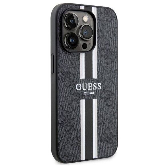 Original Case IPHONE 14 PRO Guess Hardcase 4G Printed Stripe MagSafe (GUHMP14LP4RPSK) black 3666339119690