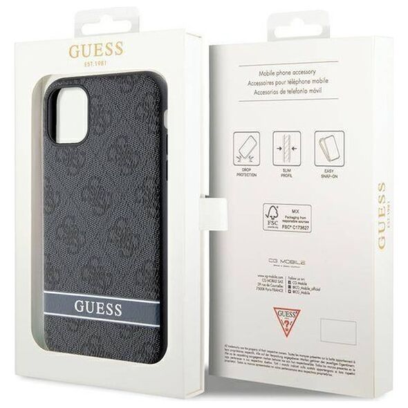 Original Case IPHONE 11 / XR Guess Hardcase 4G Stripe (GUHCN61P4SNK) grey 3666339170103