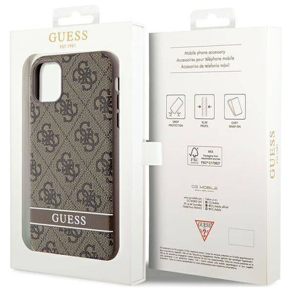 Original Case IPHONE 11 / XR Guess Hardcase 4G Stripe (GUHCN61P4SNW) brown 3666339170110