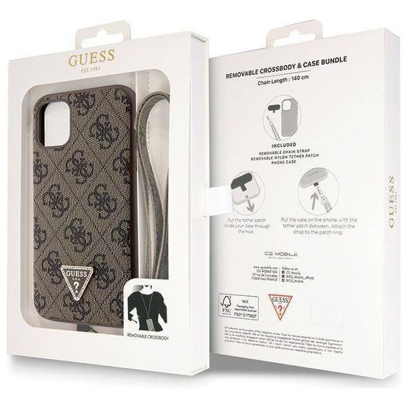 Original Case IPHONE 11 / XR Guess Hardcase Crossbody 4G Metal Logo (GUHCN61P4TDSCPW) brown 3666339146849