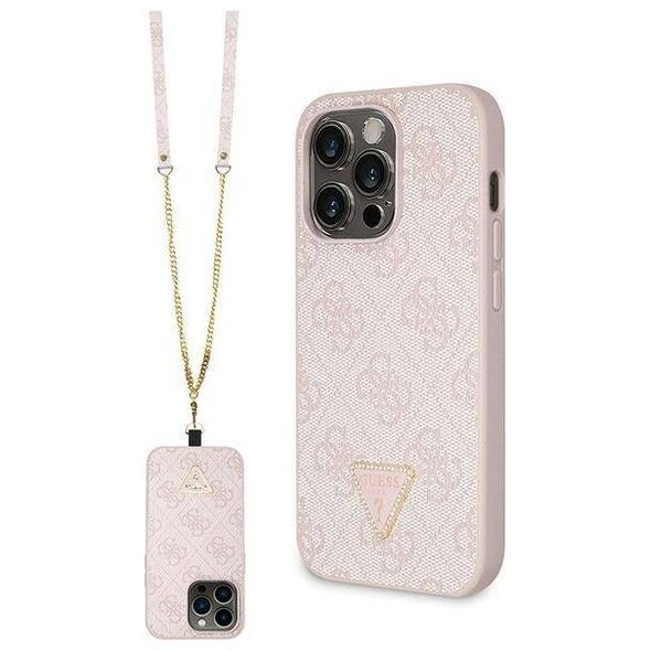 Original Case IPHONE 14 PRO Guess Hardcase Crossbody 4G Metal Logo (GUHCP14LP4TDSCPP) pink 3666339147204