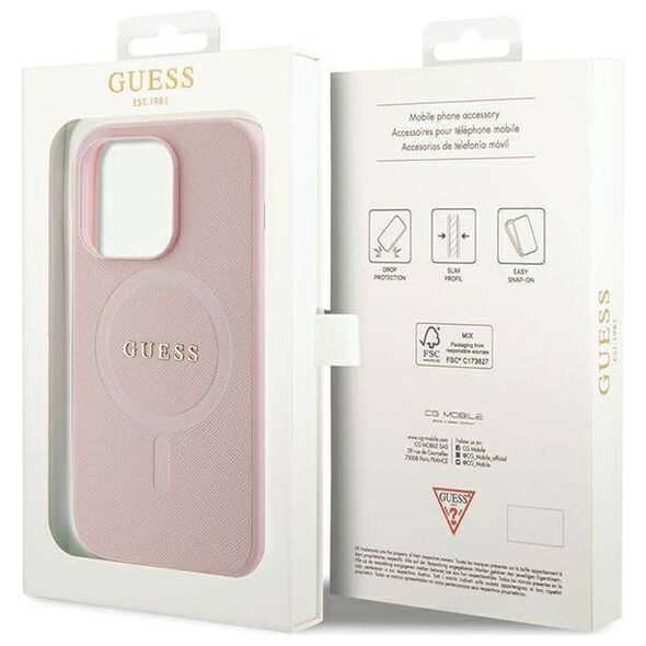 Original Case IPHONE 13 PRO Guess Hardcase Saffiano MagSafe (GUHMP13LPSAHMCP) pink 3666339156121